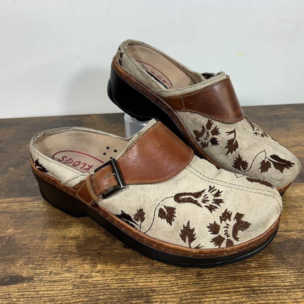 Klogs Austin Women's Mule Shoes Brown Suede Slip On Size 9 M Slip Resistant Clog
